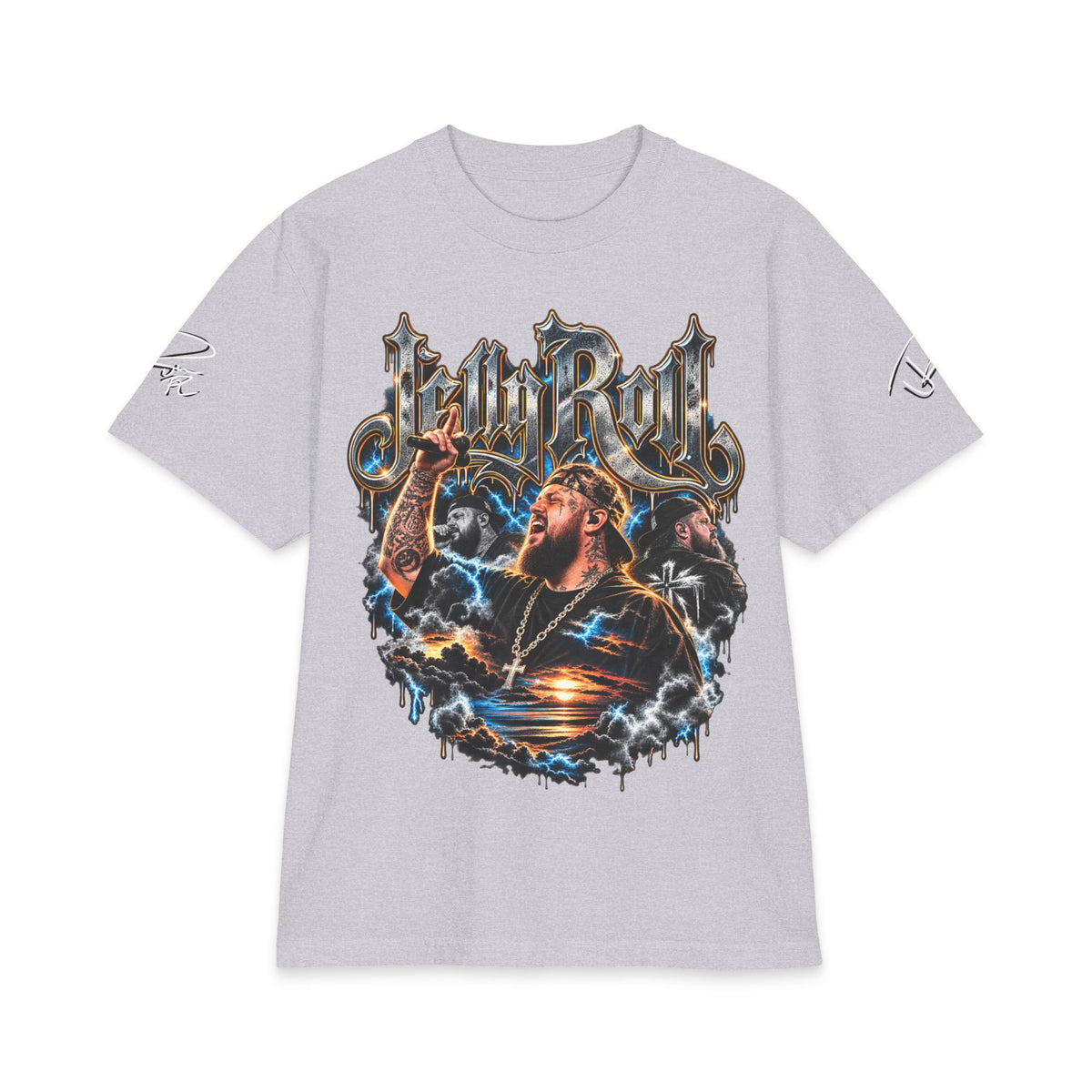 Roll Jelly portrait graphic Tee | Country singer storm art