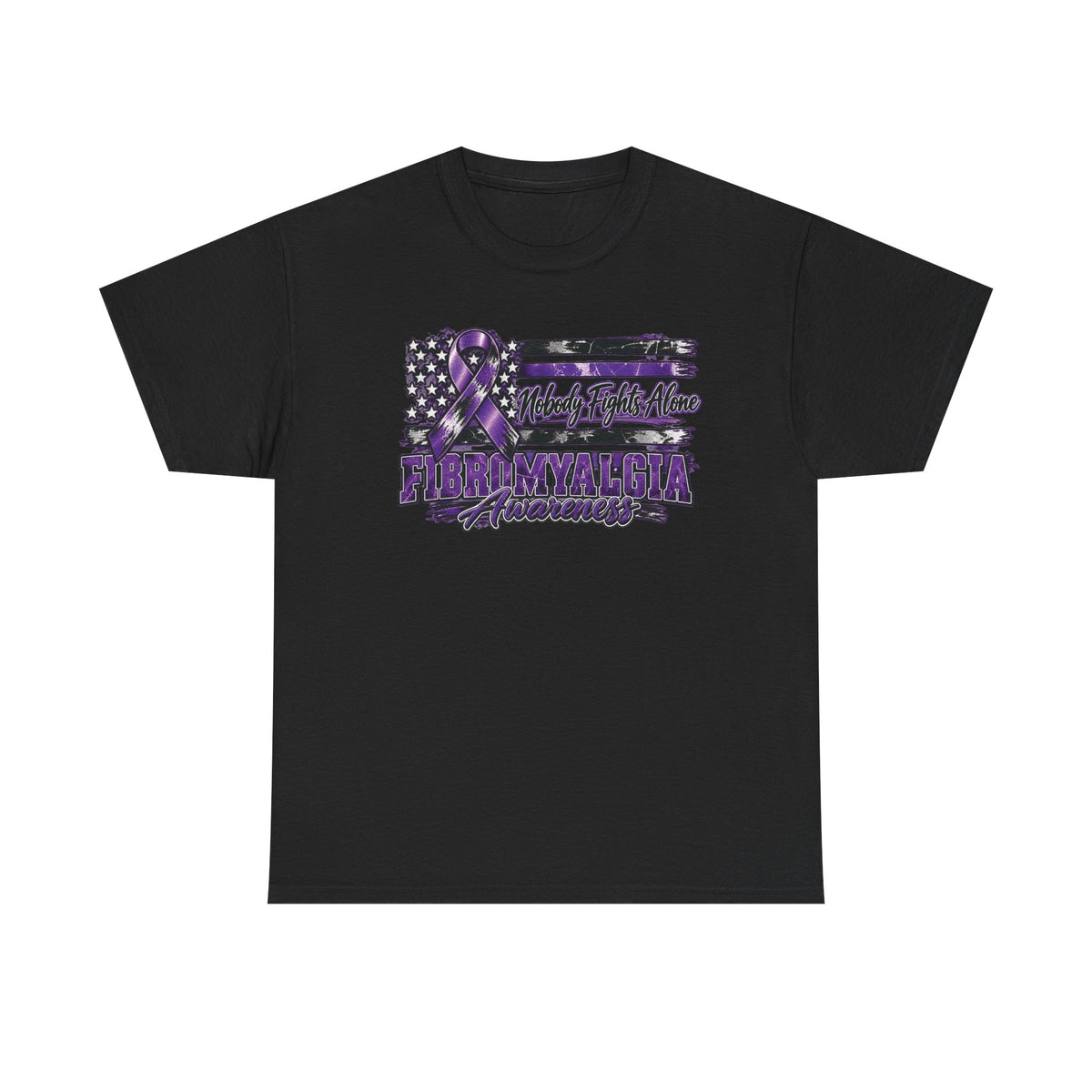 Fibromyalgia Purple Ribbon Awareness Flag Tee | Fibromyalgia Support