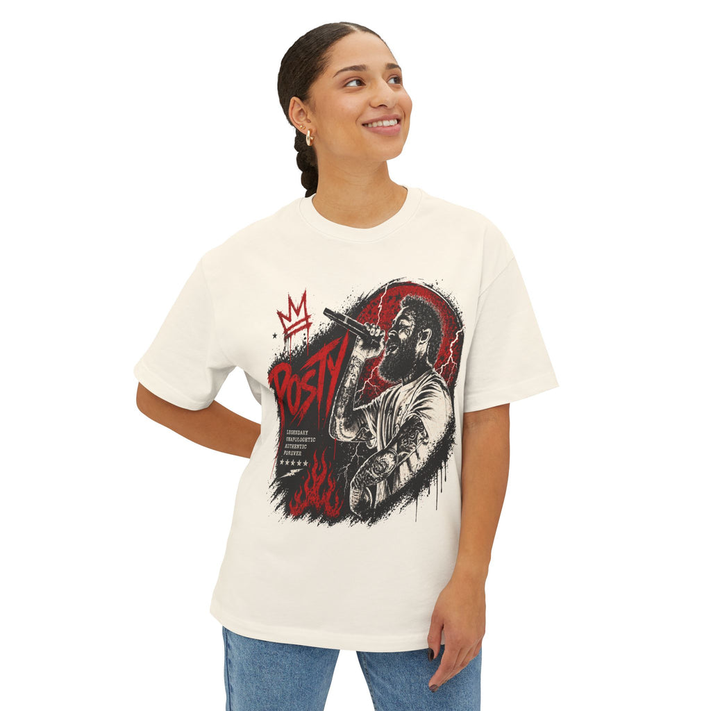 Malone Singer Microphone Illustration Concert Tee | Retro Rock Rap Portrait