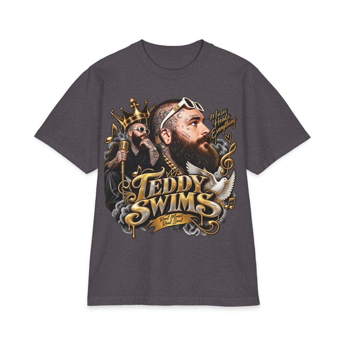 Teddy Swims Portrait T-Shirt | Vintage Crowned Singer Graphic Tee