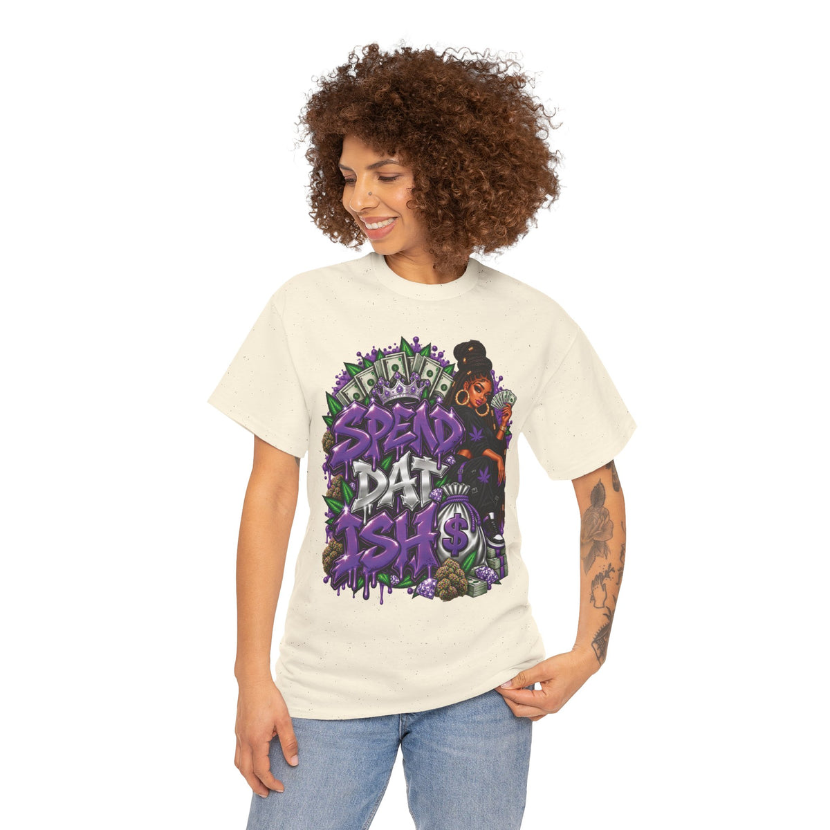 Spend Dat sh*t Tee | Graffiti Money Design, Purple Streetwear