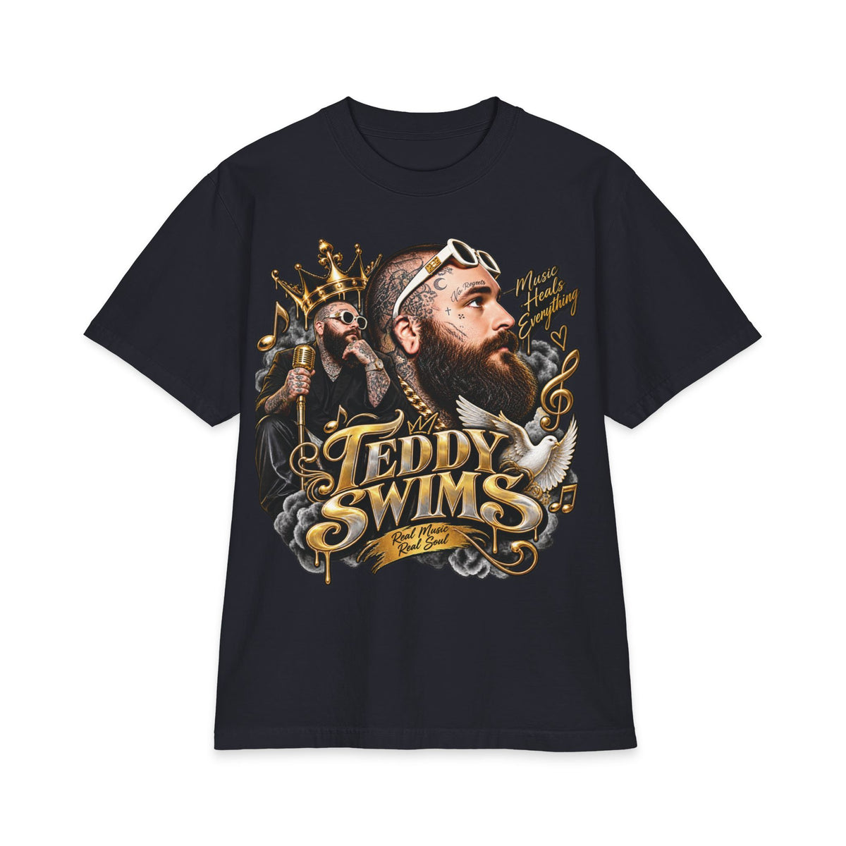 Teddy Swims Portrait T-Shirt | Vintage Crowned Singer Graphic Tee