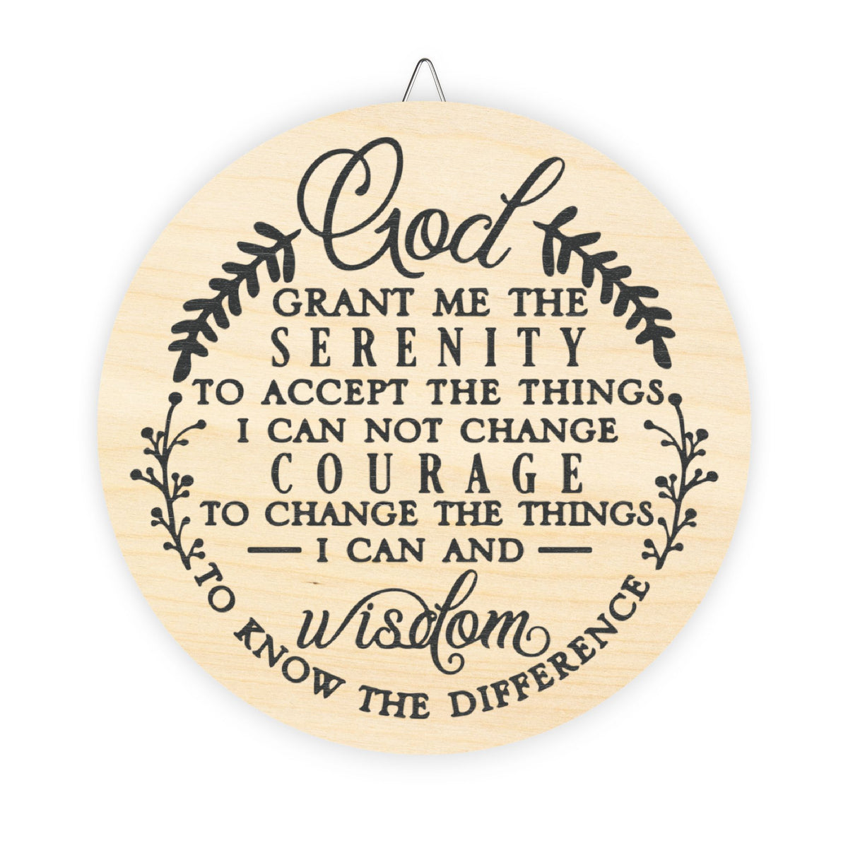 Serenity Prayer Round Wood Sign | Spiritual Wall Decor