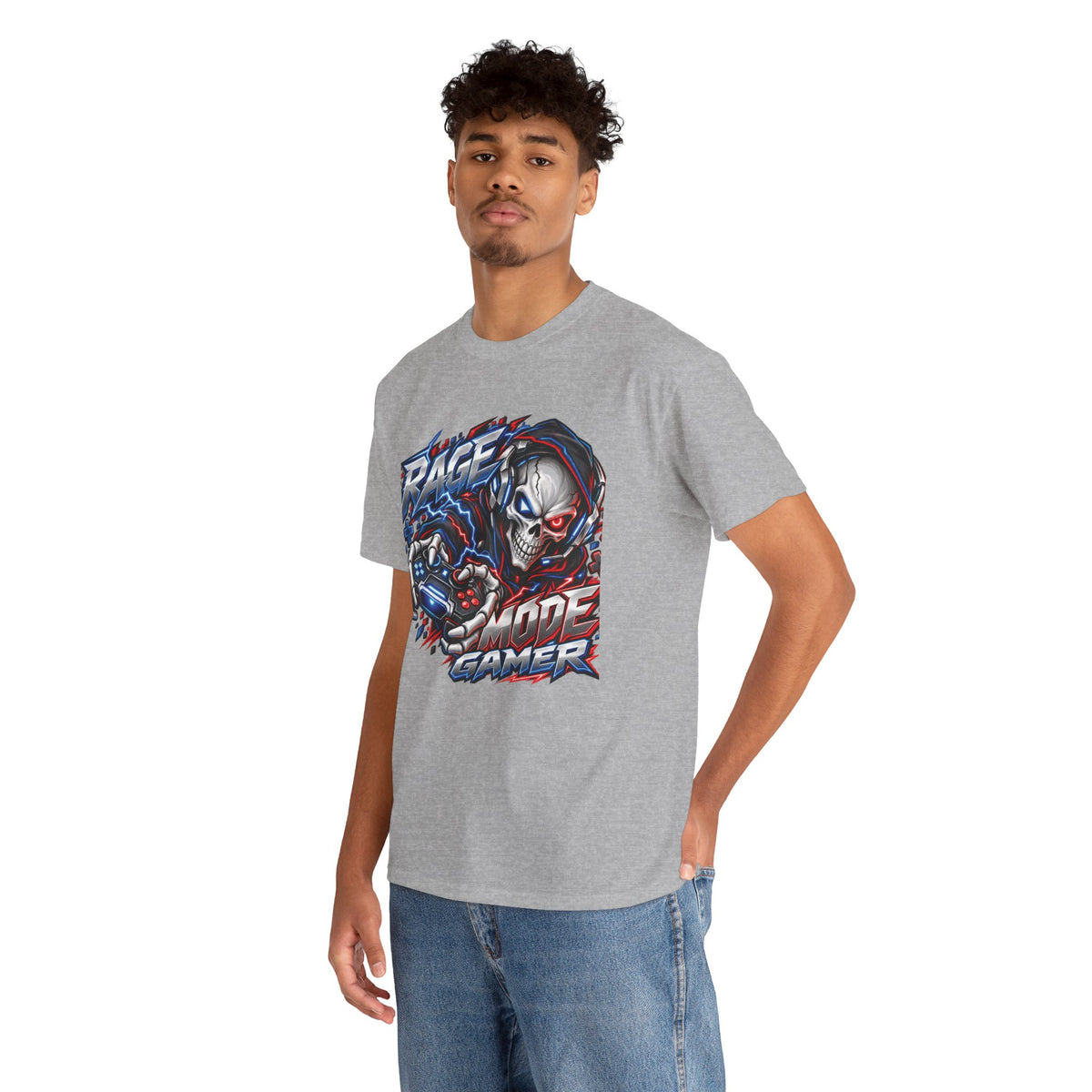 Rage Mode Gamer Skull Graphic T-Shirt