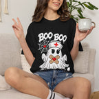 Boo Boo Crew Nurse Ghost T-shirt | Halloween Cute Spooky Candy Heart