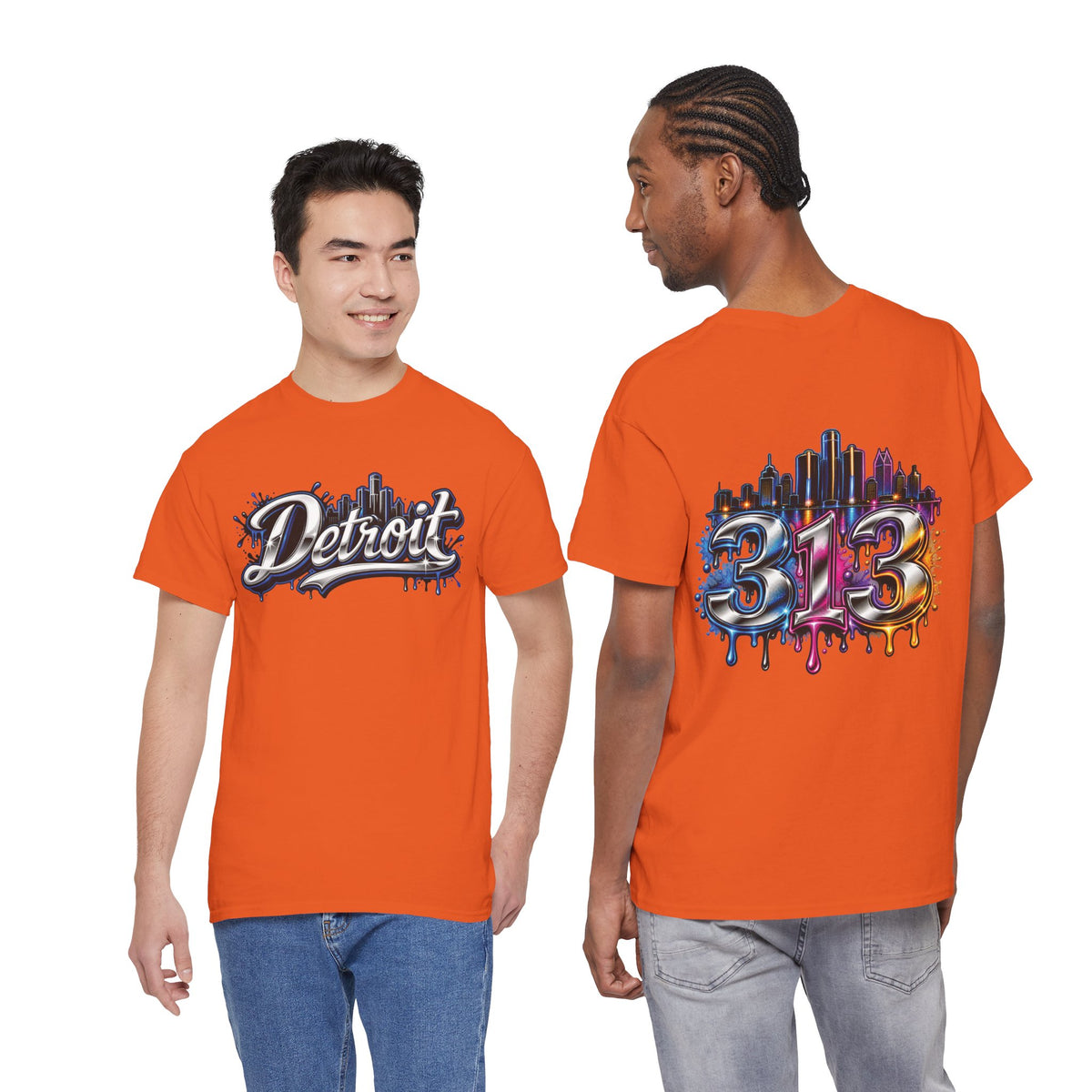 Detroit Script Tee | 313 Drip Skyline T-Shirt