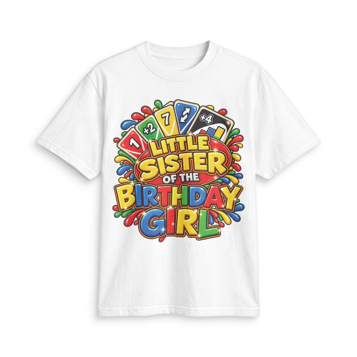 Little Sister of the Birthday Girl T-Shirt | Colorful Birthday Kids Tee