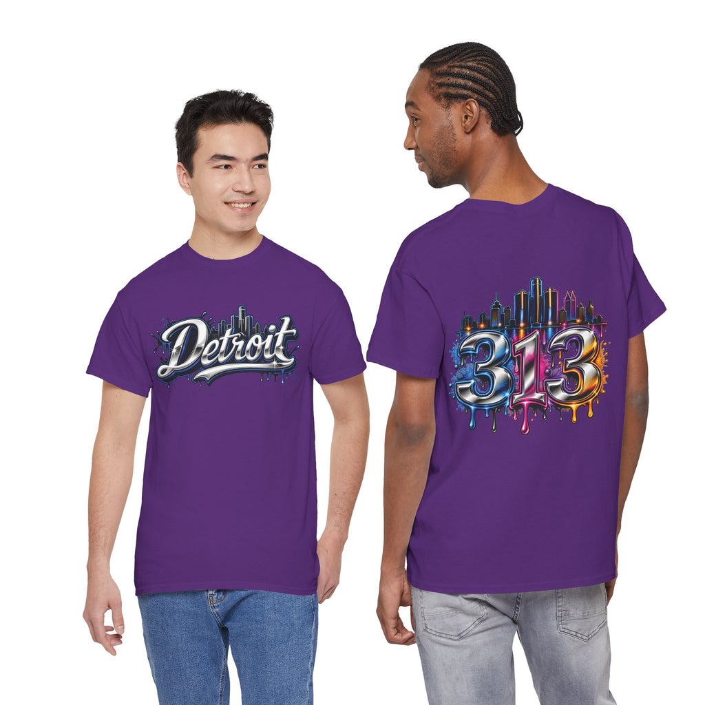 Detroit Script Tee | 313 Drip Skyline T-Shirt