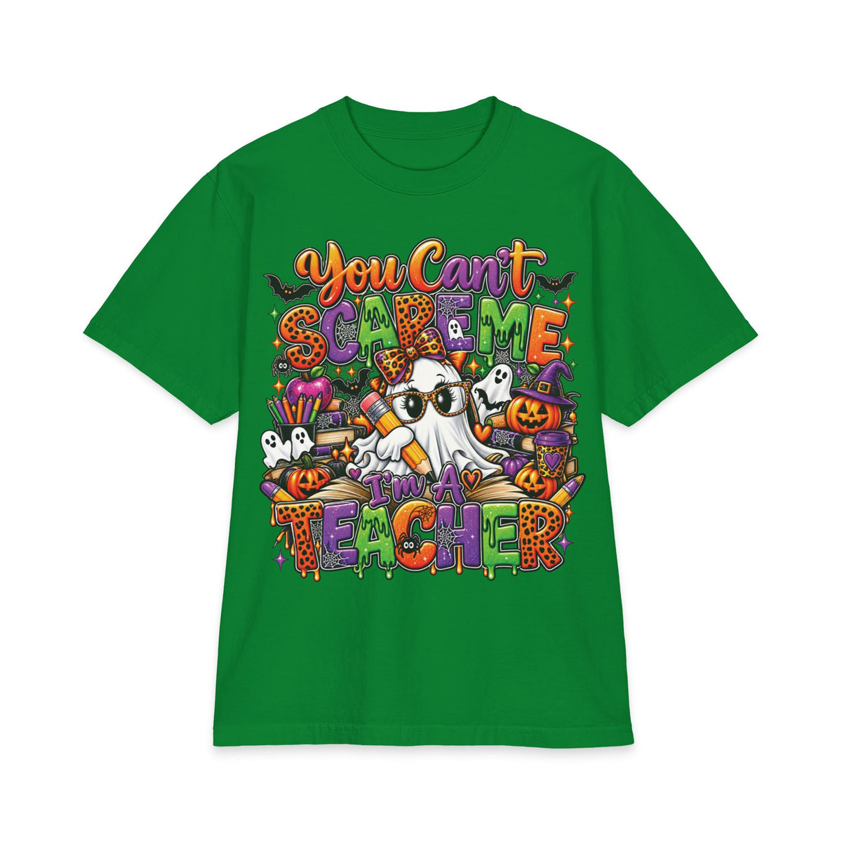 You Can't Scare Me I'm a Teacher Halloween T-Shirt | Ghosts Pumpkins Candy