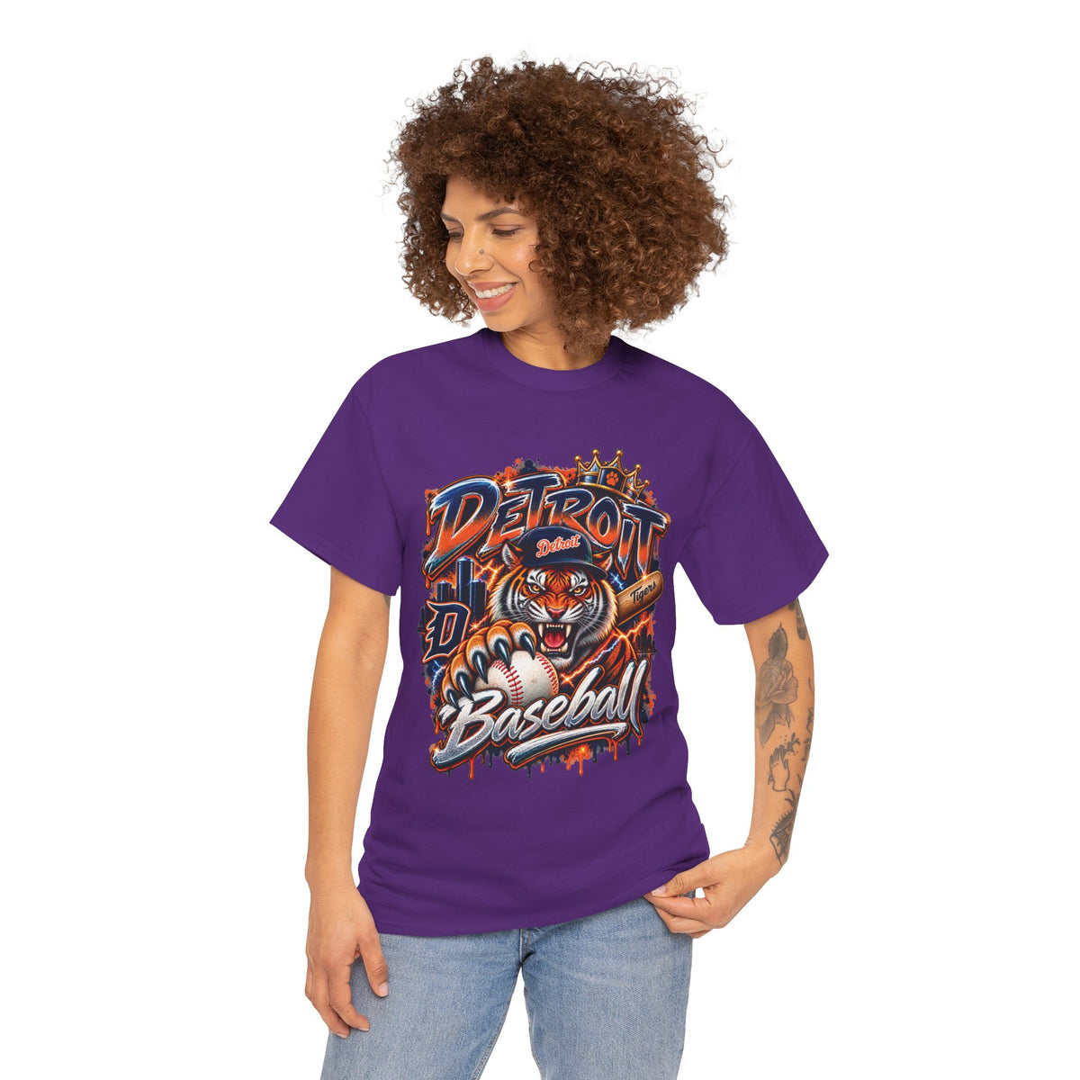 Detroit Tigers Tiger Baseball Tee | Vintage Mascot Detroit Baseball Shirt