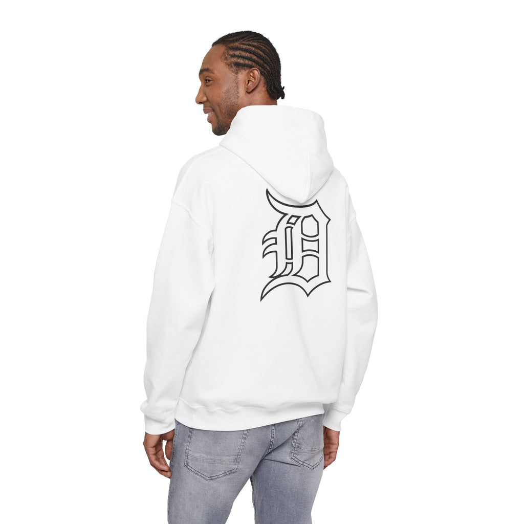 Detroit Basketball Graphic Hoodie | Vintage City Sports Logo, Front Collage Art