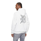 Detroit Basketball Graphic Hoodie | Vintage City Sports Logo, Front Collage Art