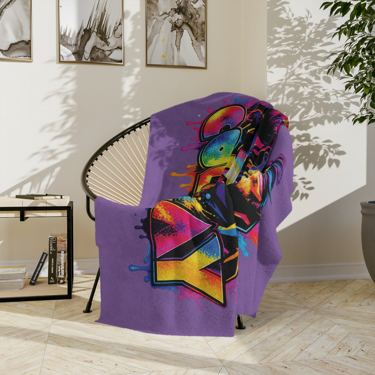 Coldplay band portrait Velveteen blanket | colorful pop art music throw