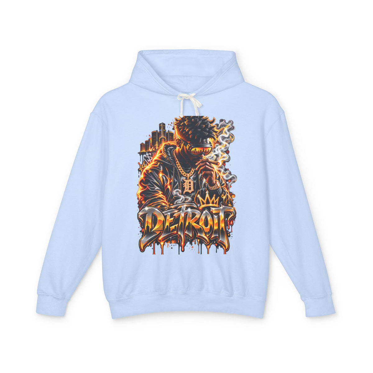 Detroit Flames Graphic Hoodie | City Skyline, Graffiti Drip Design