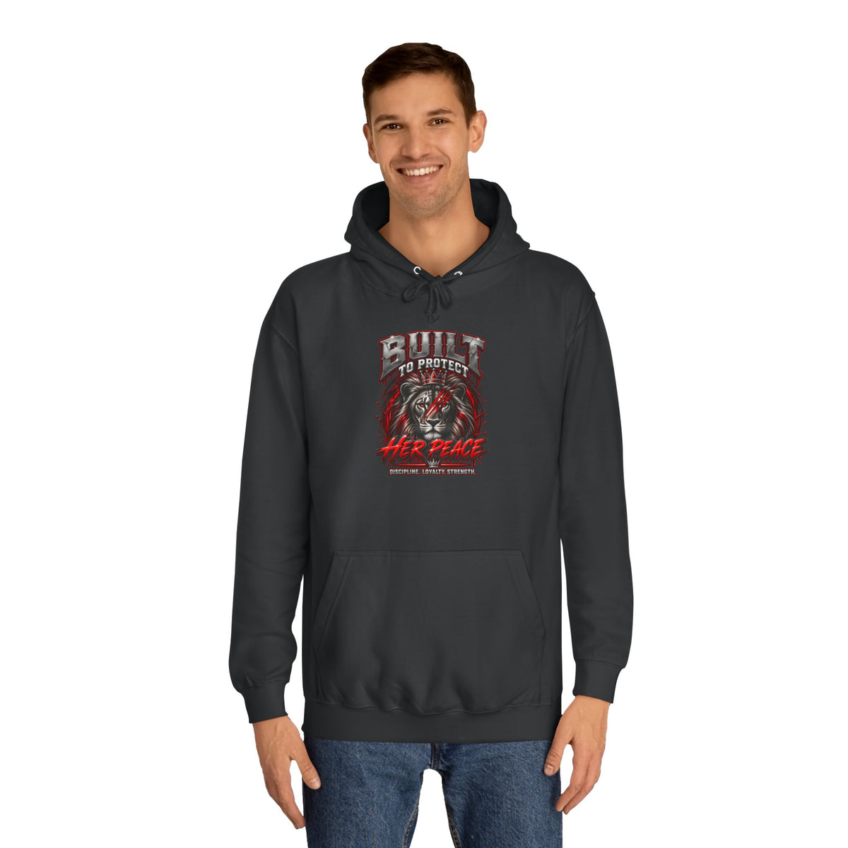 Built to Protect her Peace Couples College Hoodie