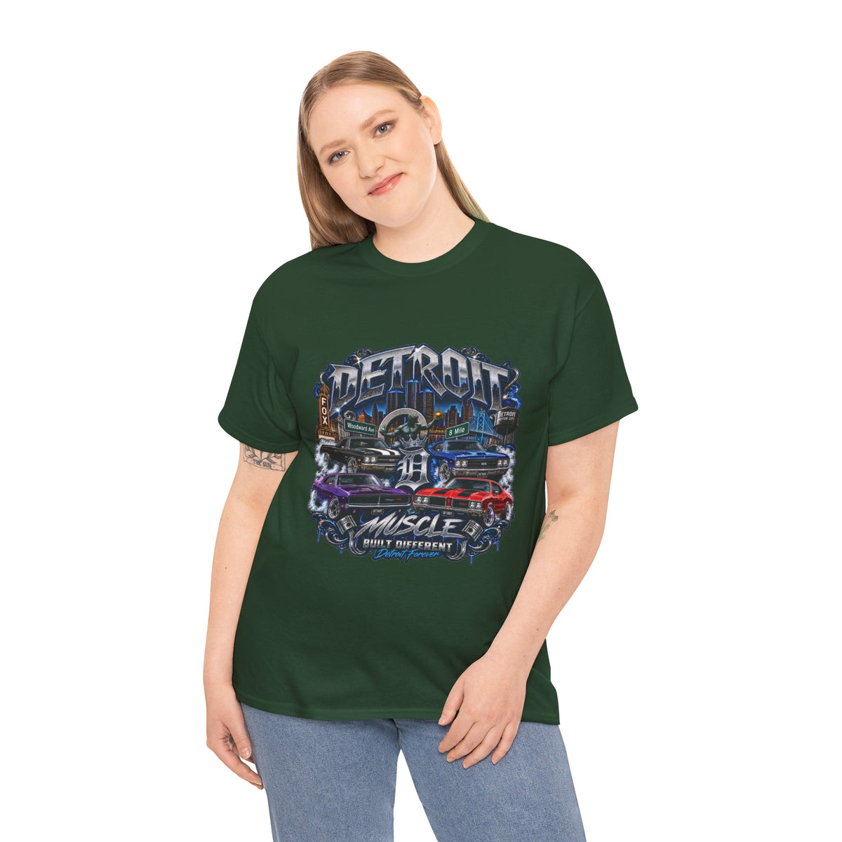 Detroit Muscle Car Tee | Vintage Hot Rod Illustration, Garage Scene