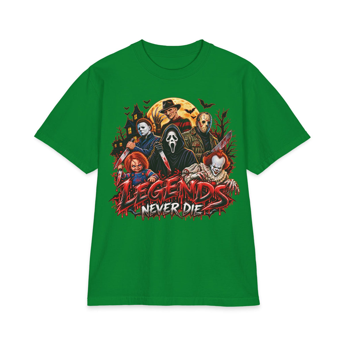 Horror Movie Icons Legends Never Die T-Shirt | Slasher Mask Collage