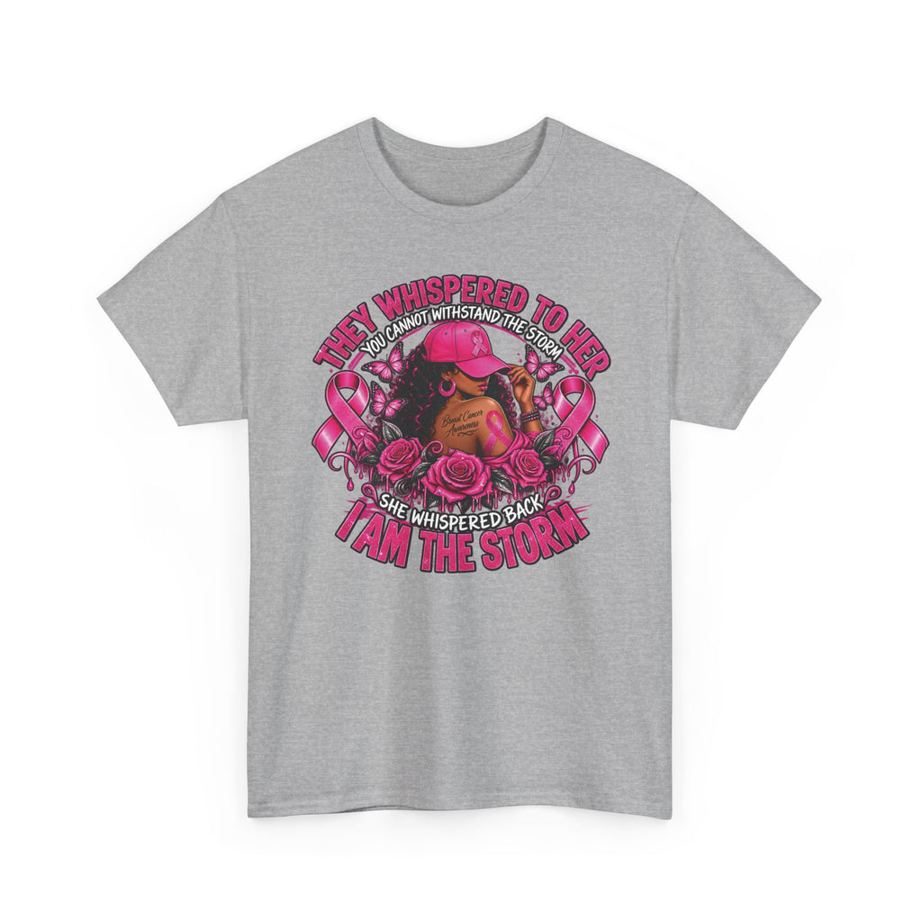 I Am the Storm Breast Cancer Awareness T-Shirt | Warrior Rhino Design, Pink Ribbons