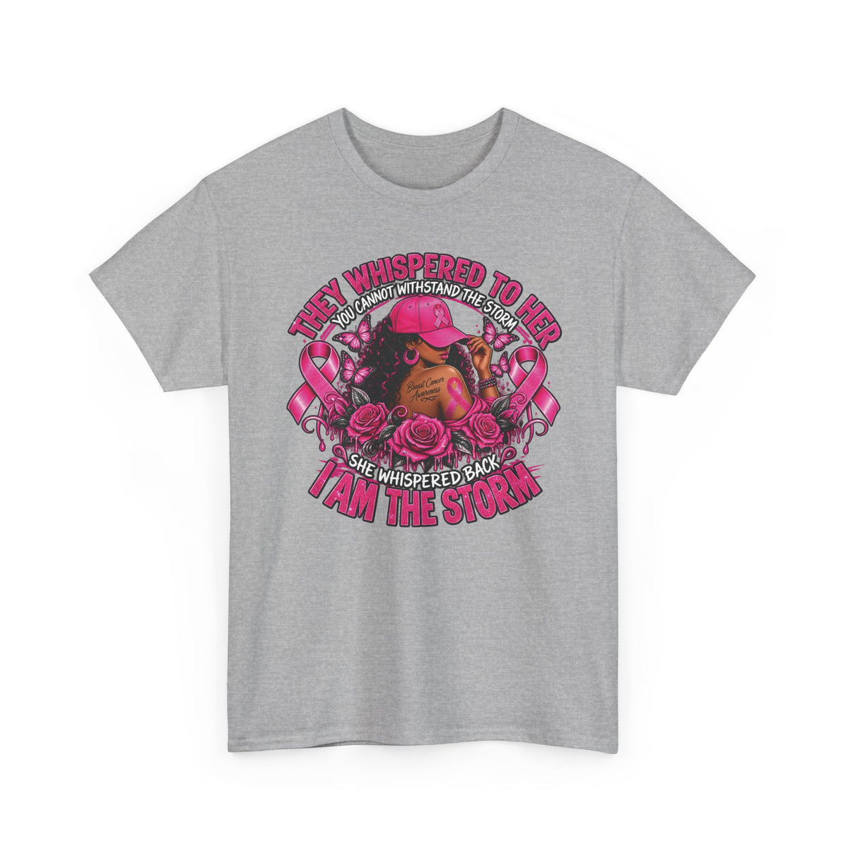 I Am the Storm Breast Cancer Awareness T-Shirt | Warrior Rhino Design, Pink Ribbons