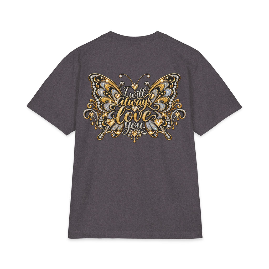 Dolly Floral Portrait T-Shirt | Butterfly 'Love Always' Back