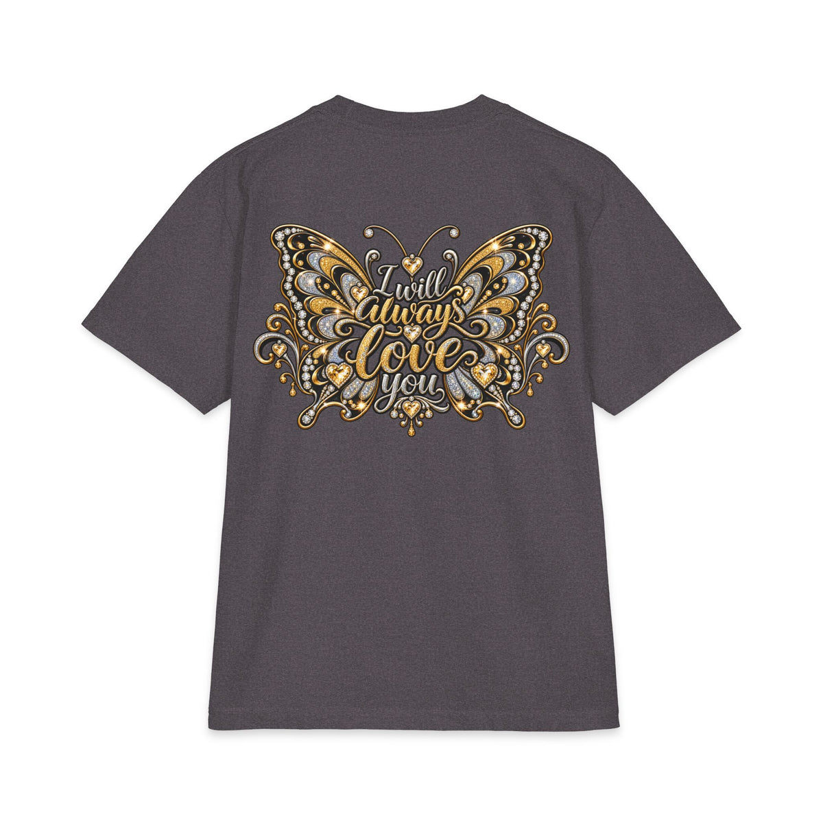 Dolly Floral Portrait T-Shirt | Butterfly 'Love Always' Back