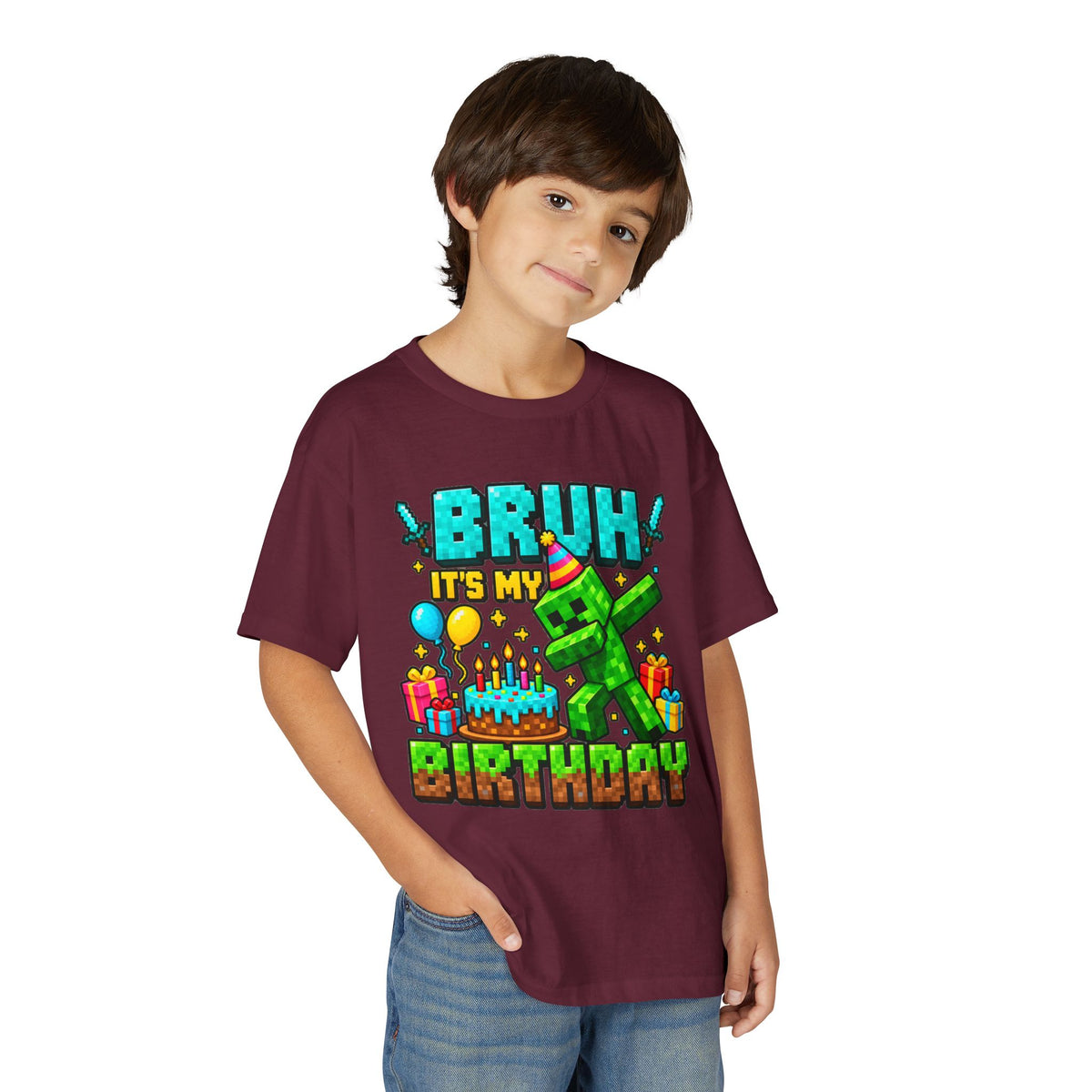 Bruh It’s My Birthday Youth T-Shirt – Pixel Gaming Birthday Shirt