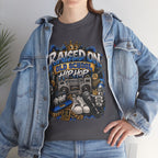 Raised On Old School Hip Hop T-Shirt | Retro Boombox Sneakers Crown Design