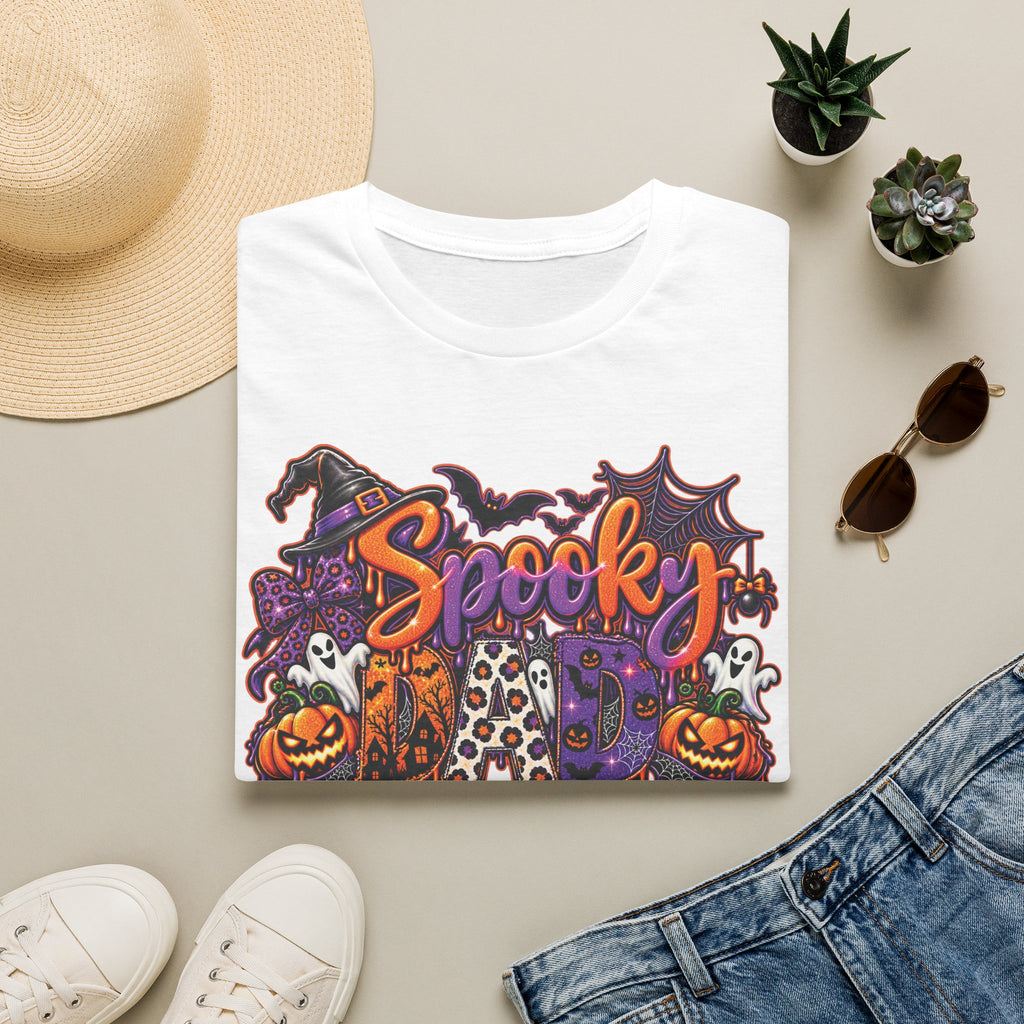 Spooky Dad Halloween Haunted House T-Shirt | Pumpkin Ghosts Witch Hat