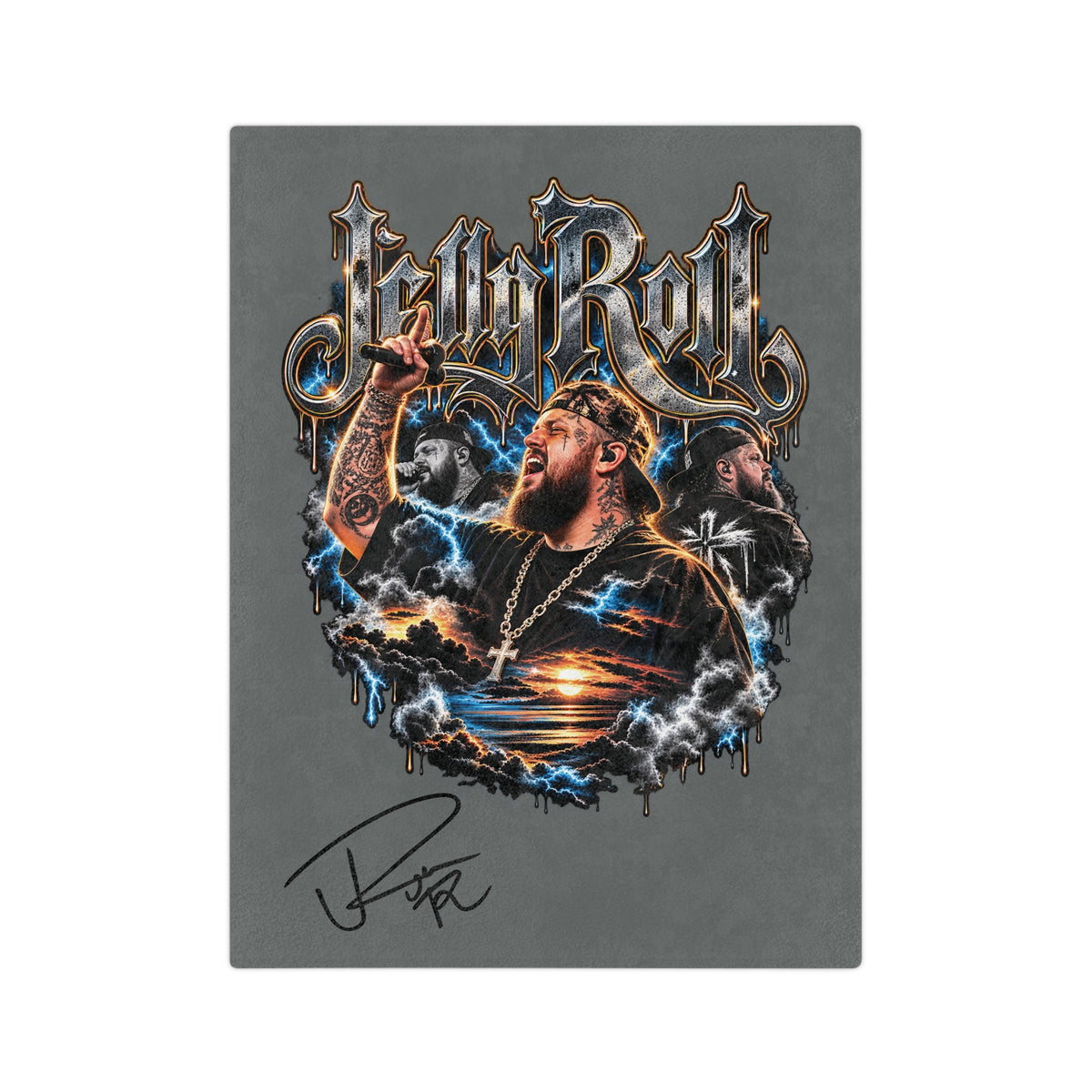 Roll Jelly concert portrait Velveteen blanket | musician tour artwork