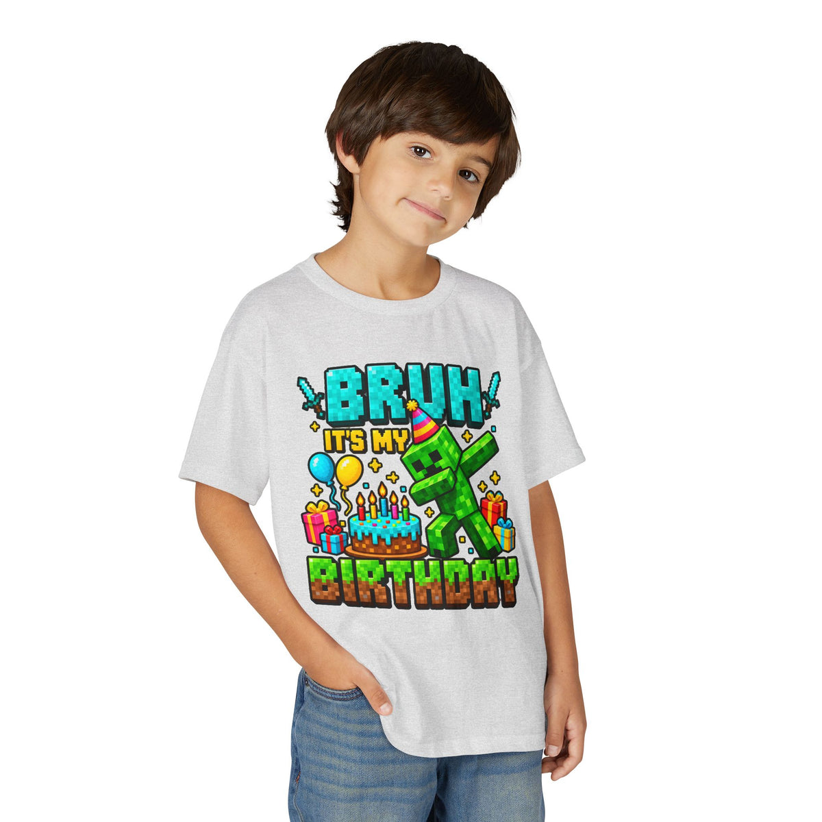 Bruh It’s My Birthday Youth T-Shirt – Pixel Gaming Birthday Shirt