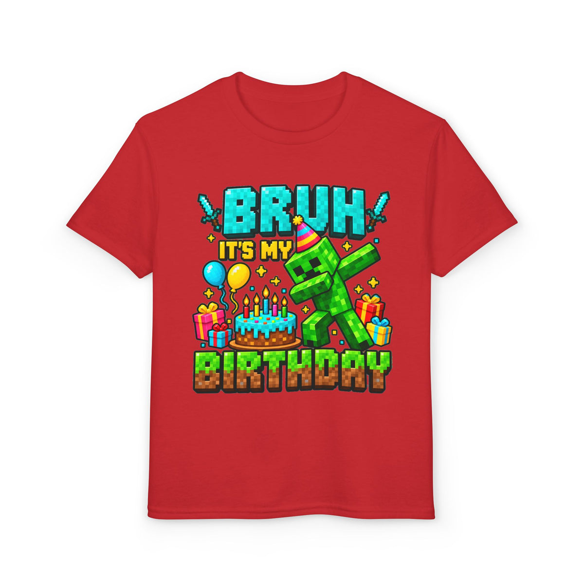 Bruh It’s My Birthday Youth T-Shirt – Pixel Gaming Birthday Shirt