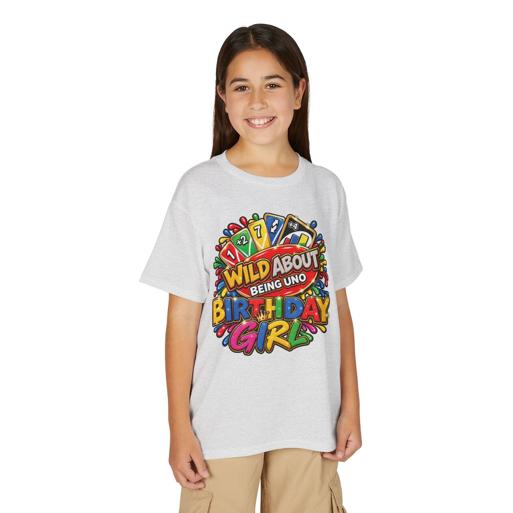 Wild About Being UNO Birthday Girl T-Shirt | Kids Custom Name Back