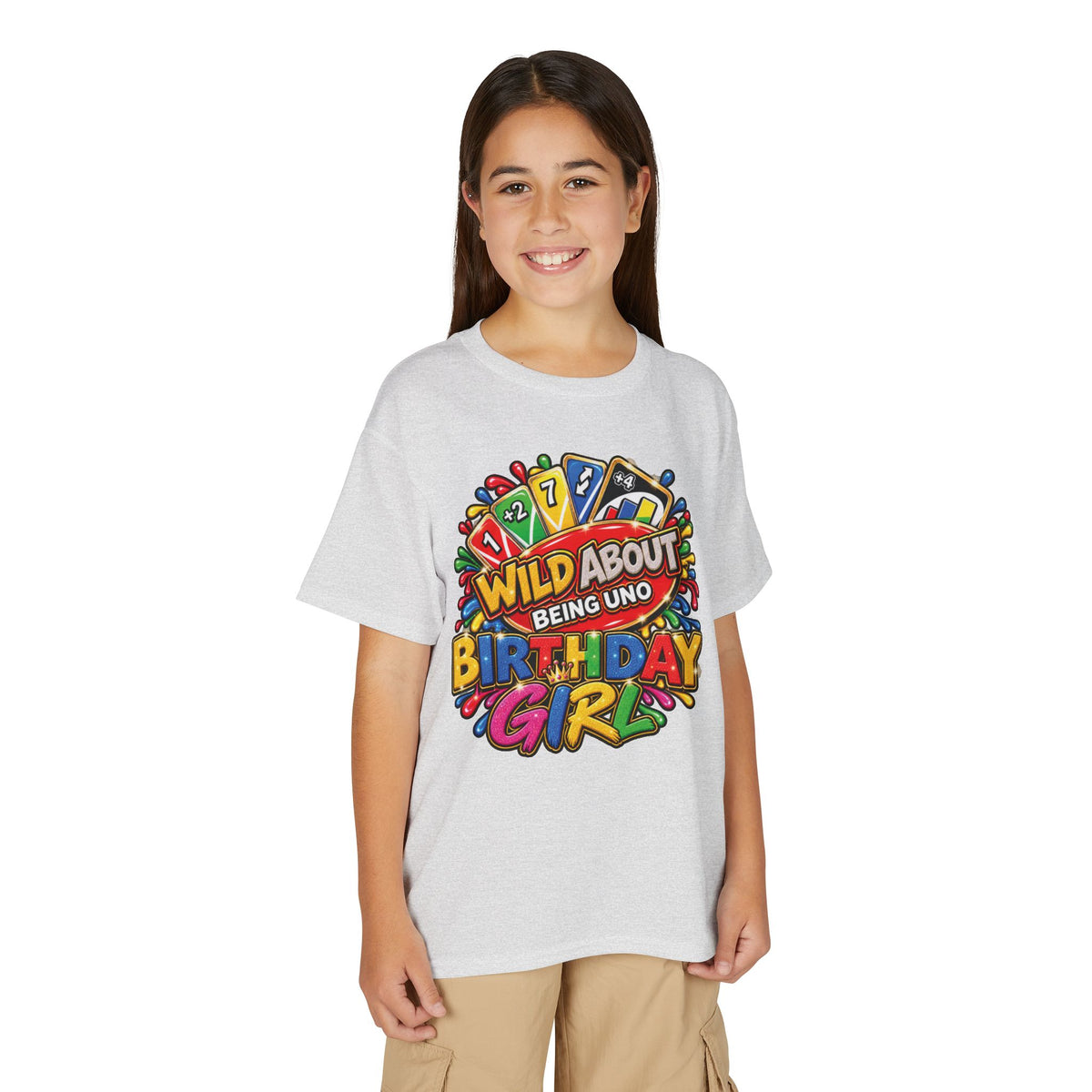 Wild About Being UNO Birthday Girl T-Shirt | Kids Custom Name Back