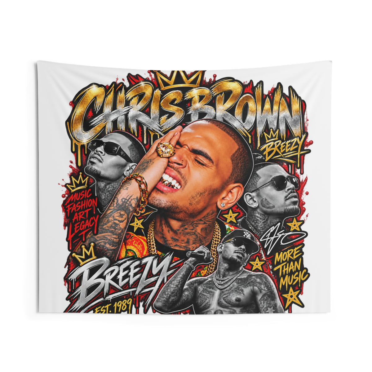 Hip Hop Graffiti Portrait Indoor Wall Tapestry | Urban Music Collage