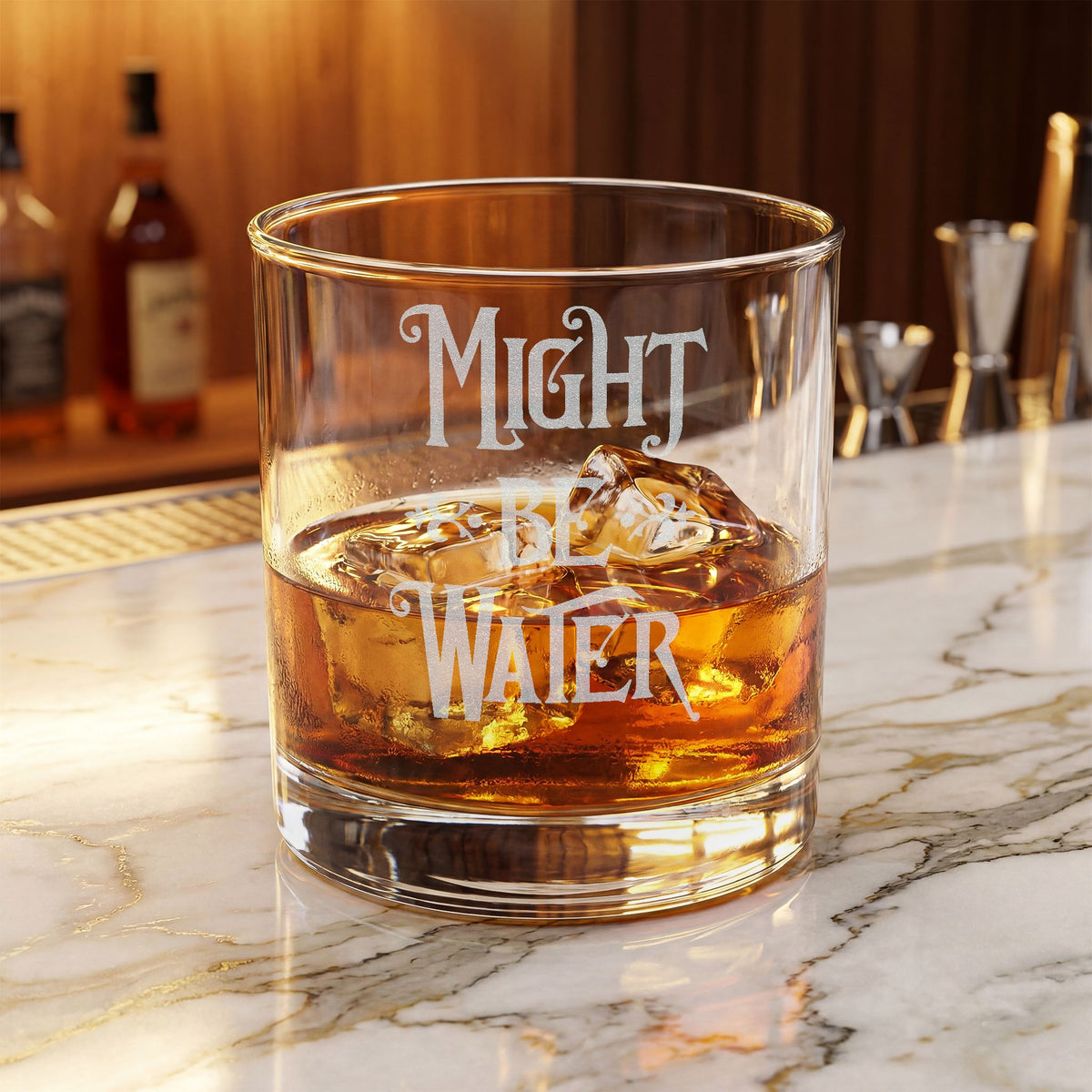 Might Be Water Whiskey Glass | Engraved 10.5oz Rocks Glass