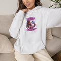 Black Woman with Book Illustration Hoodie | Reading Empowerment, Purple Text