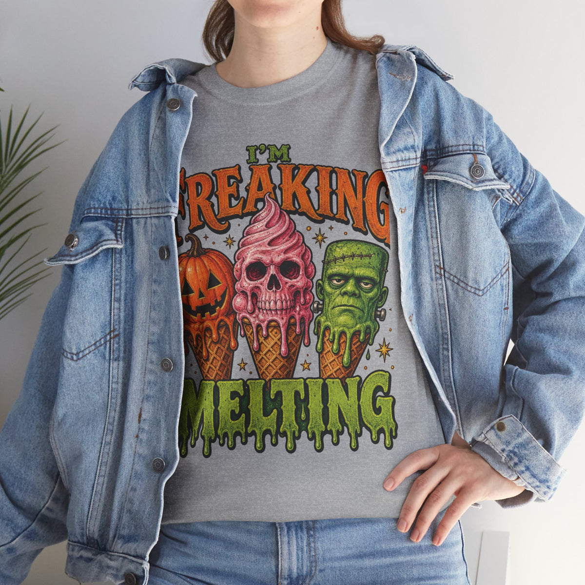 I'm Freaking Melting Halloween Tee | Melting Pumpkin Skull Frankenstein Ice Cream