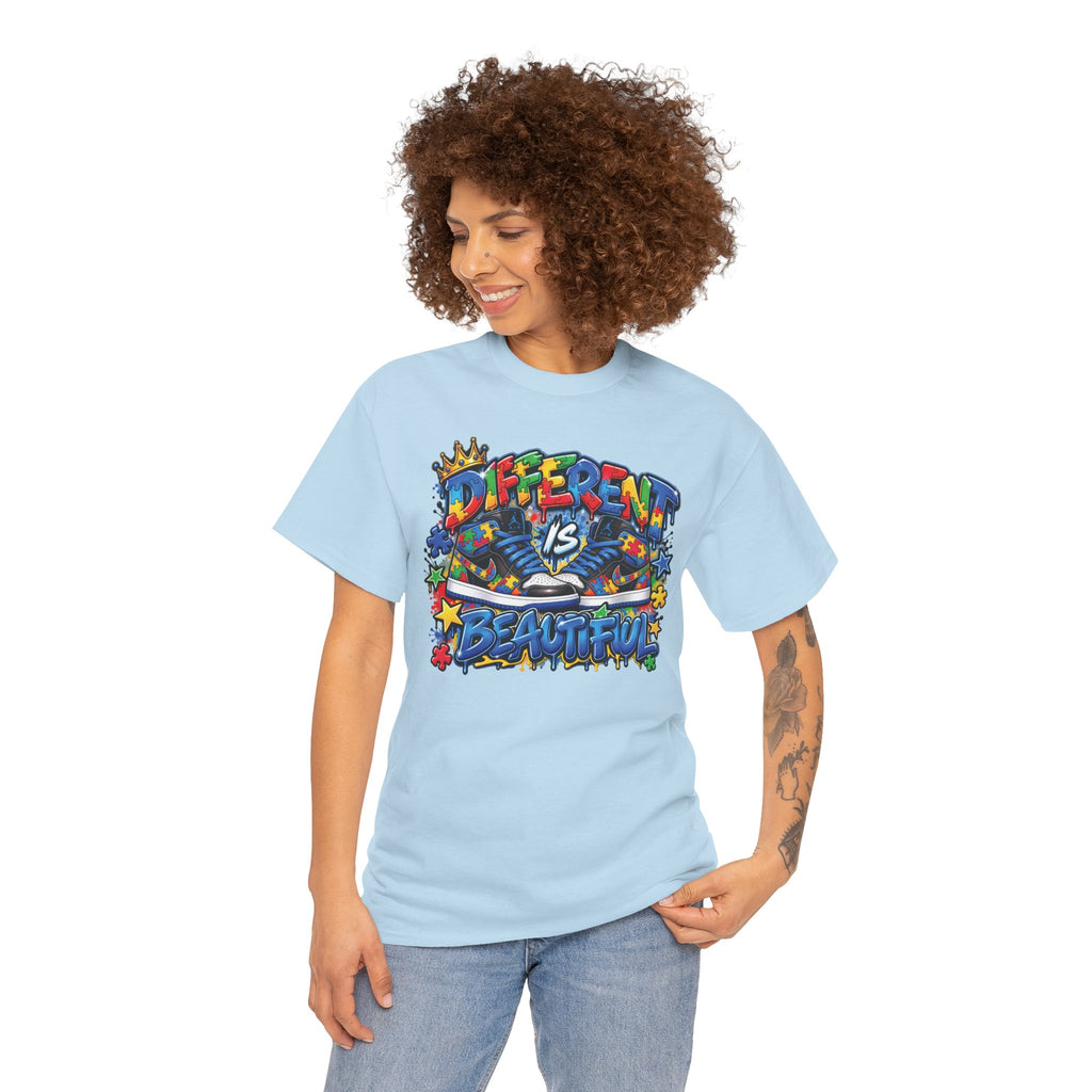 Different Is Beautiful Autism T-Shirt | Colorful Graffiti Typography