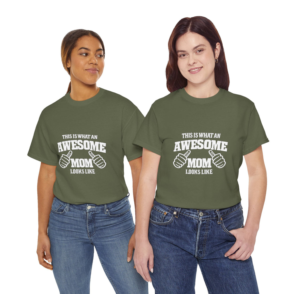 Awesome Mom with Pointing Thumbs T-Shirt | Mother's Day Tee