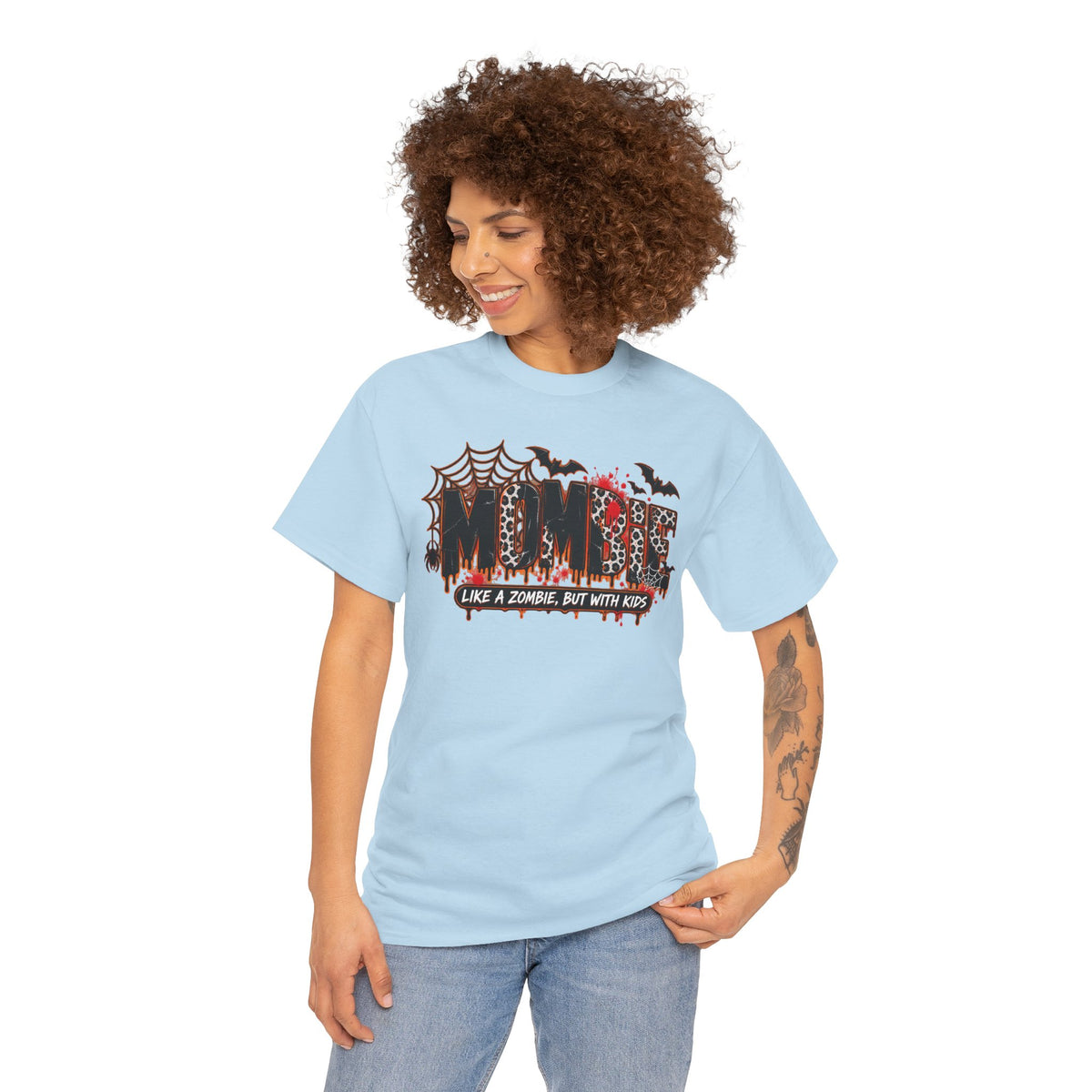 Mombie Mom T-Shirt | Halloween mom tee, spooky bats and cobwebs