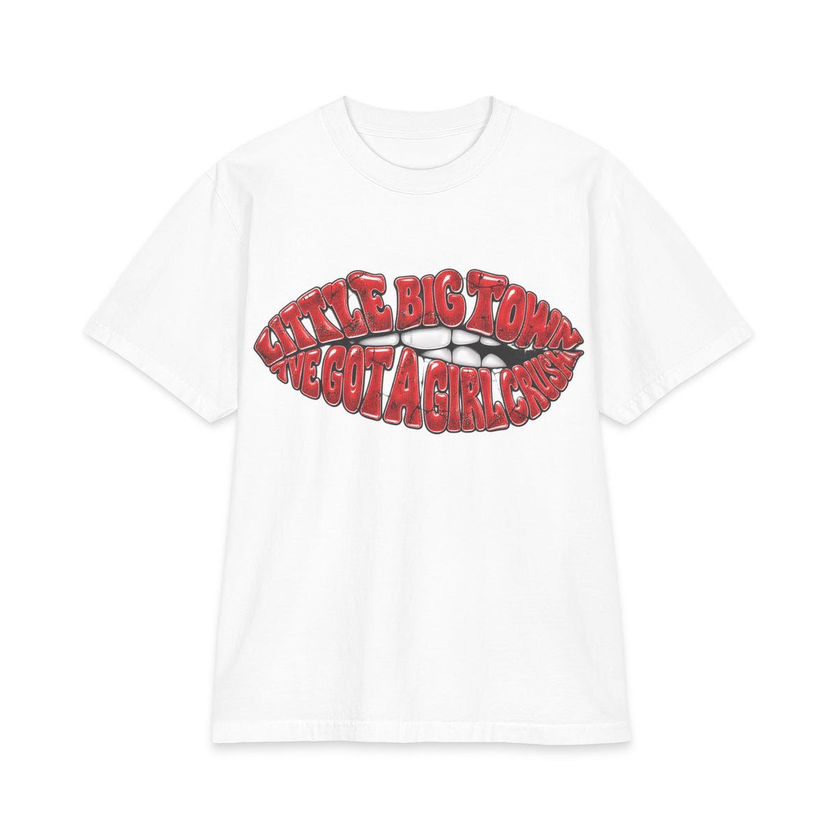 Big Little Town Lips Graphic T-Shirt | Retro Red Lip Art