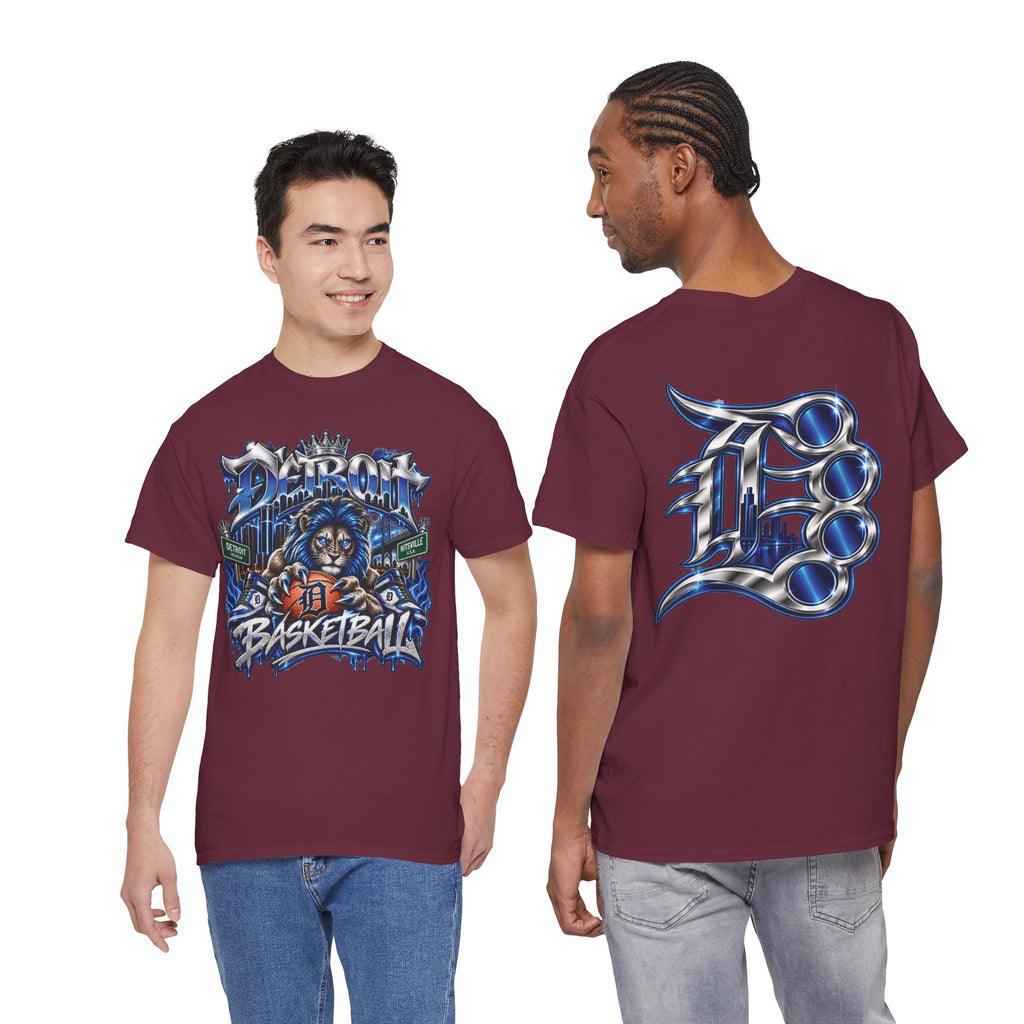 Detroit Basketball Lion Graphic Tee | City Streetball Detroit D Logo
