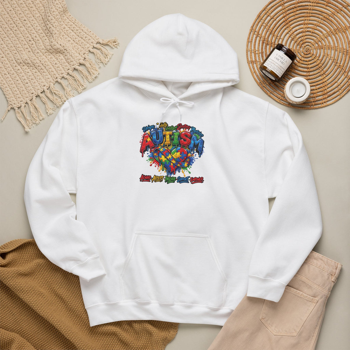 Autism Puzzle Heart hoodie | Pullover Sweatshirt with Colorful Puzzle Piece Design