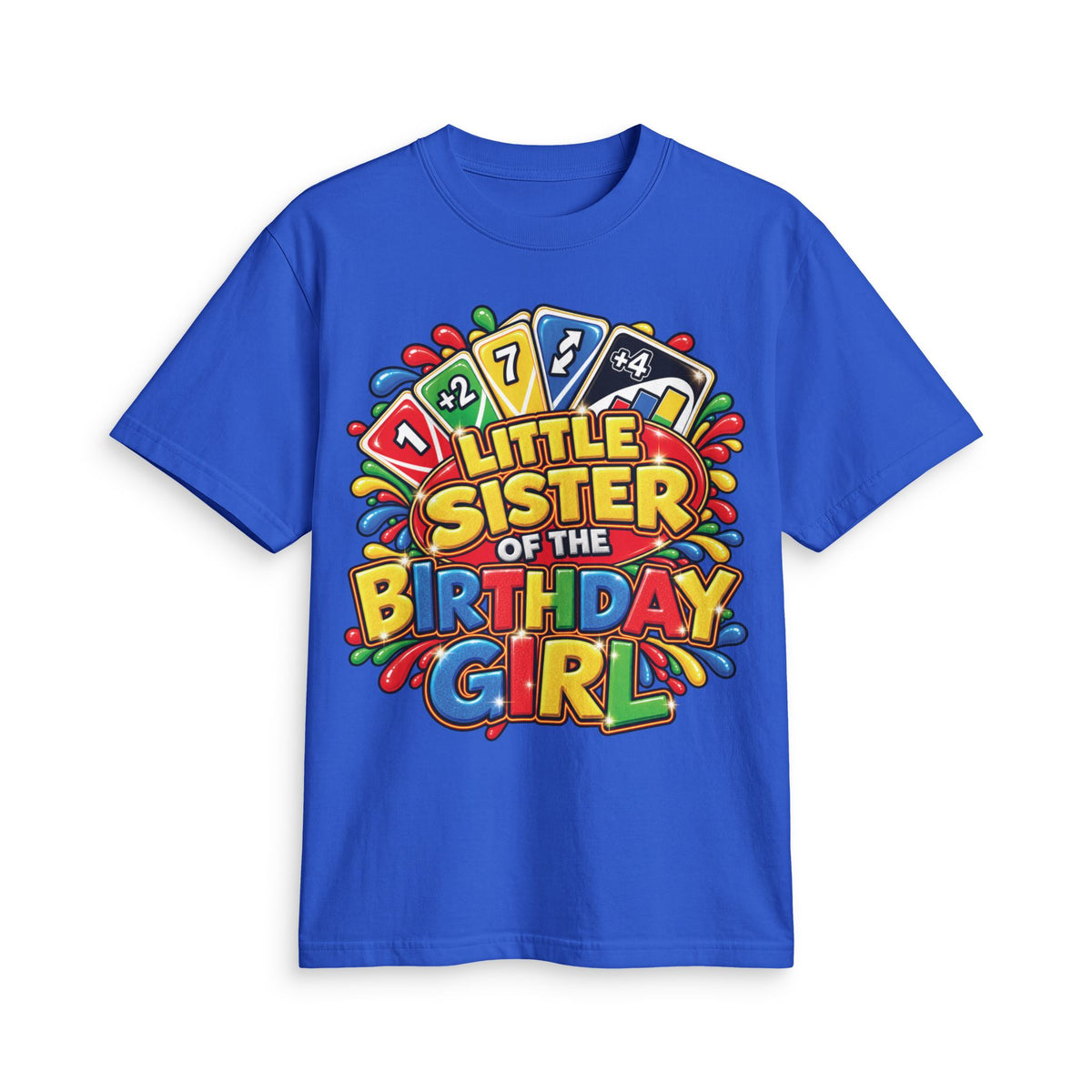Little Sister of the Birthday Girl T-Shirt | Colorful Birthday Kids Tee