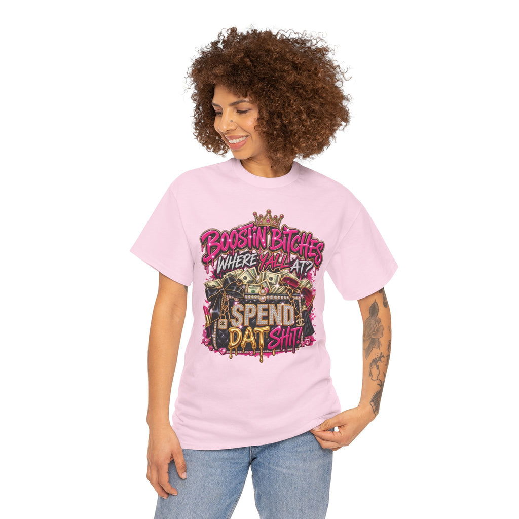 Boostin Bitches Where Y'all At? graphic tee | Money skull streetwear