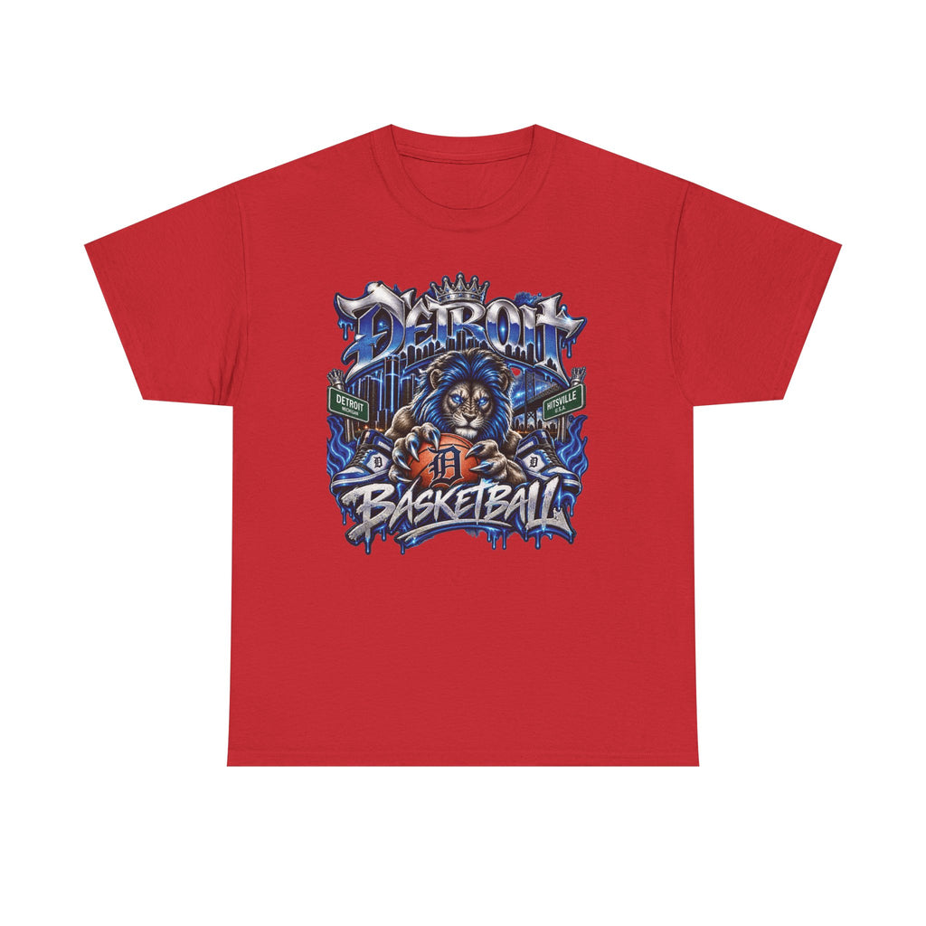 Detroit Basketball Lion Graphic Tee | City Streetball Detroit D Logo