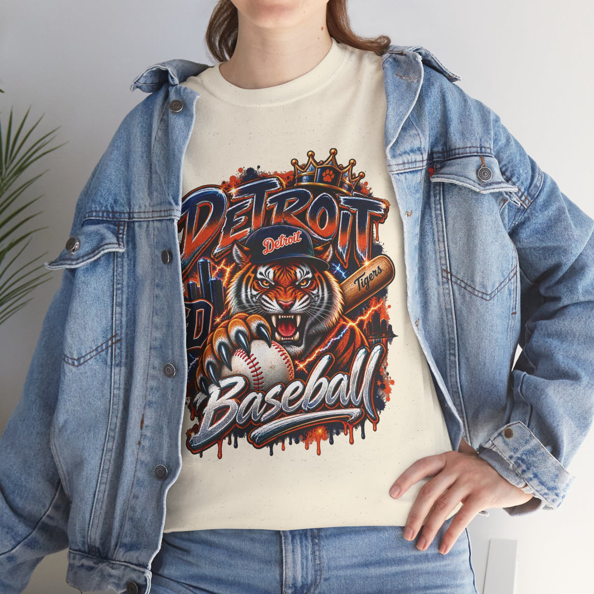 Detroit Tigers Tiger Baseball Tee | Vintage Mascot Detroit Baseball Shirt