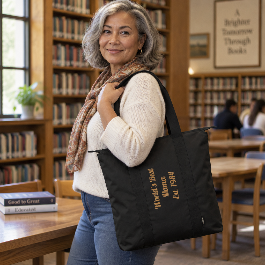 Worlds Best Mama Tote Bag |Black Nomad Carry-All Tote