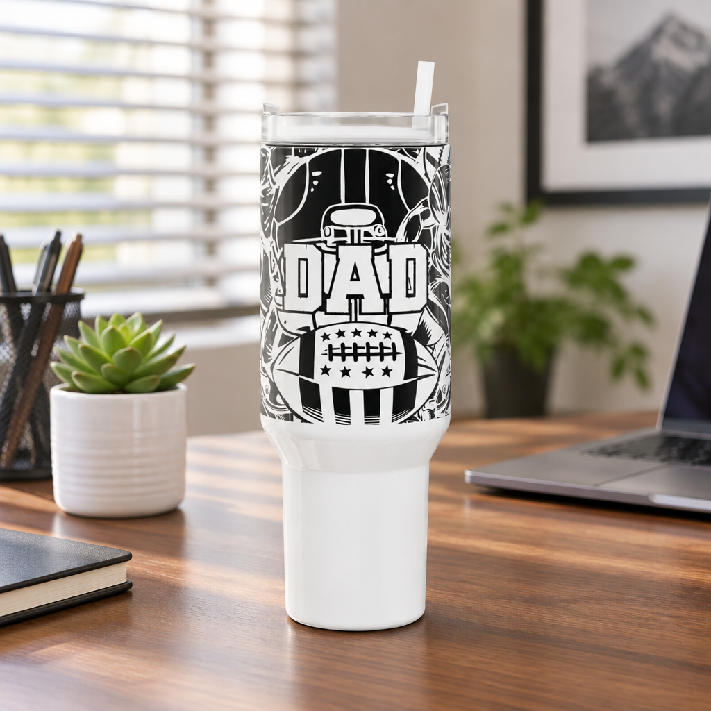 Football Dad Tumbler | 40oz Insulated Travel Mug