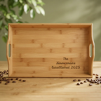 Wedding Personalized Engraved Bamboo Serving Tray | Custom Name Established Date